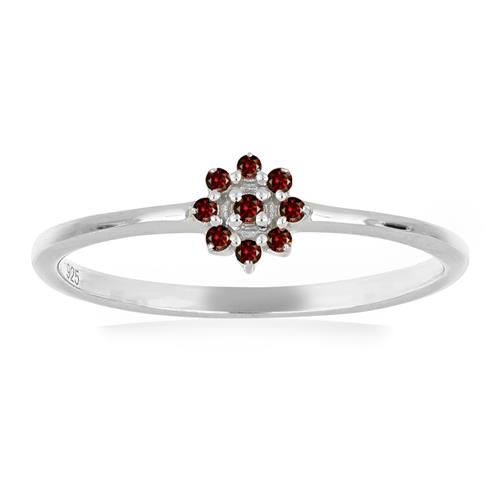 925 SILVER NATURAL RED DIAMOND DOUBLE CUT GEMSTONE RING